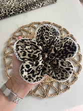 Leopard + Denim Petals scrunchie with lace trim