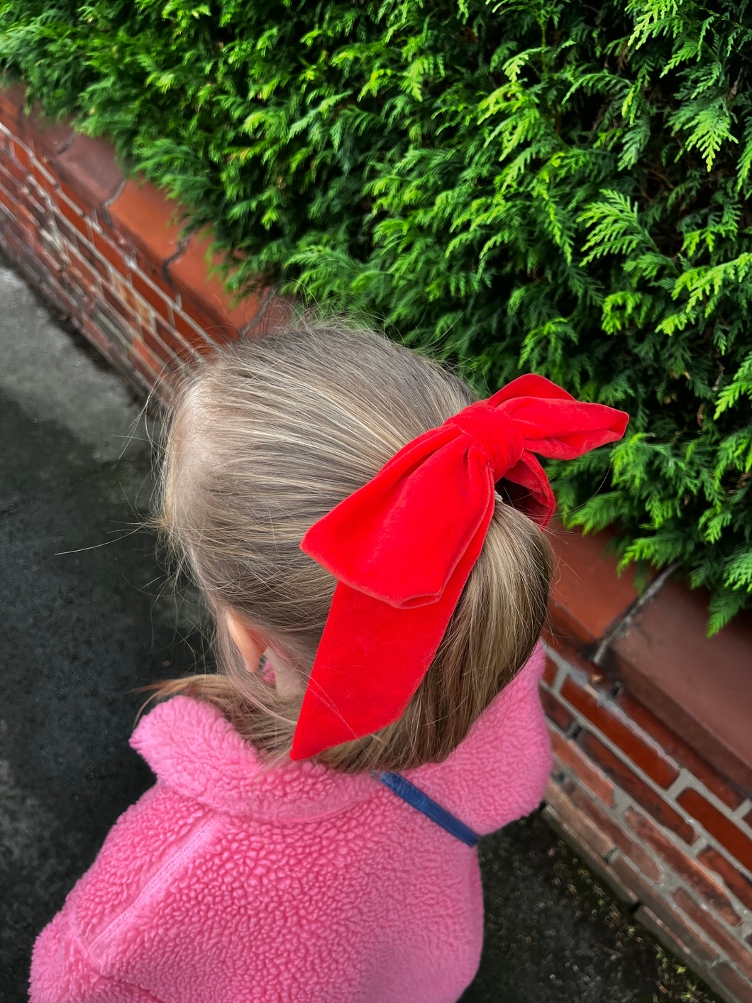 embellished mother of pearl + cornflower blue bow