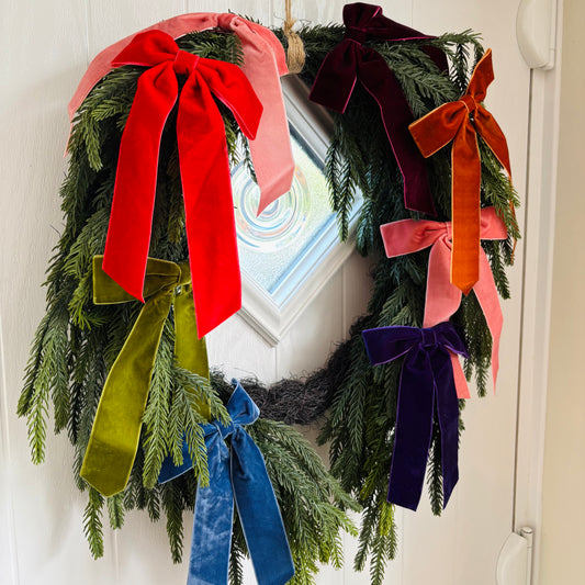 Faux Wreath in The Jewel Tones Velvet Bow Wreath – Complete Your Order