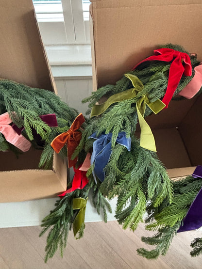 Faux Wreath in The Jewel Tones Velvet Bow Wreath – Complete Your Order