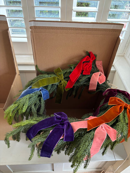 Faux Wreath in The Jewel Tones Velvet Bow Wreath – Complete Your Order
